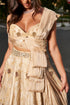 Ivory Pre-Draped Dupatta Lehenga Set